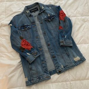 Express distressed jean/denim jacket